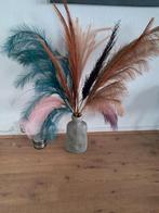 Aardewerk vaas met pluimen, Ophalen, Zo goed als nieuw
