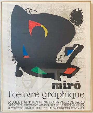 Miro tentoonstellings affiche Parijs 1974 , in lijst beschikbaar voor biedingen
