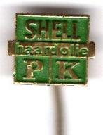 SHELL PK haardolie groen op koper speldje ( M_166a ), Verzamelen, Speldjes, Pins en Buttons, Verzenden, Nieuw, Transport, Speldje of Pin