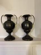 Antieke Metalen Urnen met Messing Handvatten - Set van 2, Antiek en Kunst, Ophalen of Verzenden