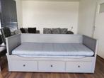 Sofa bed with storage and mattress, Huis en Inrichting, Slaapkamer | Bedden, 160 cm, Grijs, Zo goed als nieuw, Hout