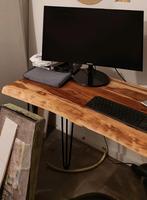 Massief Acacia Bureau Tafelblad 118x50-60cm, Ophalen, Gebruikt, 100 tot 150 cm, 50 tot 100 cm