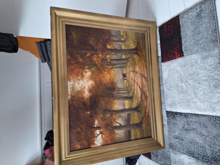 Kar in bos.  Zie beschrijving., Antiek en Kunst, Kunst | Schilderijen | Klassiek, Ophalen