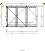 Harmonica pui hardhout, Doe-het-zelf en Verbouw, 215 cm of meer, Schuifdeur, Glas, 120 cm of meer