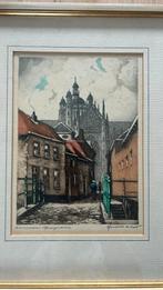 Hendrik de Laat ingekleurde ets boerenmouw s’Hertogenbosch, Ophalen of Verzenden