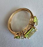 14 karaat geelgouden ring met diamant - maat 56 of 17 3/4, Ophalen of Verzenden, Zo goed als nieuw, 17 tot 18, Dame