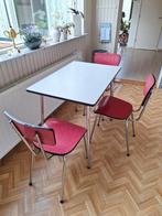Vintage tafel + 3 stoelen formica, 50 tot 100 cm, Rechthoekig, Ophalen of Verzenden, Zo goed als nieuw