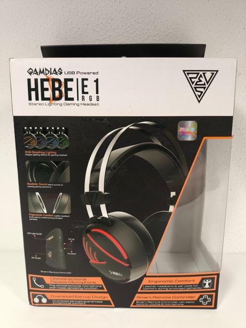 GAMDIAS HEBE E1 RGB PC Gaming headset (NIEUW), Computers en Software, Headsets, Nieuw, Over-ear, Bedraad, Gaming headset, Volumeregelaar