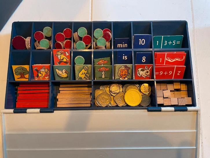 Heel oude Malmberg rekendoos wit met blauw, Kinderen en Baby's, Speelgoed | Educatief en Creatief, Gebruikt, Rekenen, Ophalen of Verzenden