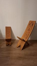 2xAfrikaanse Geboortestoel / Palaverstoel - Handgesneden, Antiek en Kunst, Antiek | Meubels | Stoelen en Banken, Ophalen of Verzenden