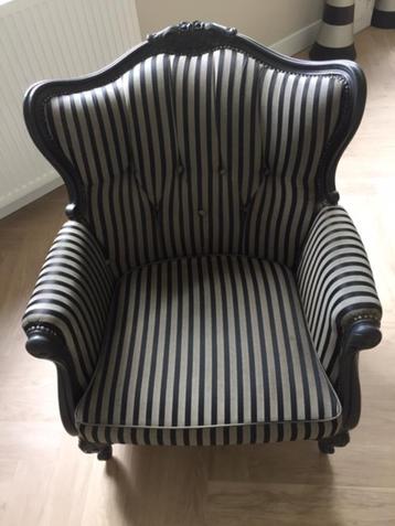 Fauteuil LODEWIJK XIV Zwart/Latte Streep beschikbaar voor biedingen