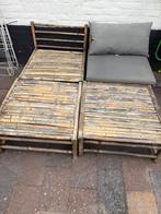 Bamboe Tuinset met Kussens en Tafeltje, Tuin en Terras, Tuinbanken, Ophalen, Gebruikt, Rotan