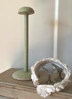 Brocante oude houten hoedenstandaard licht groen, Antiek en Kunst, Curiosa en Brocante, Ophalen of Verzenden