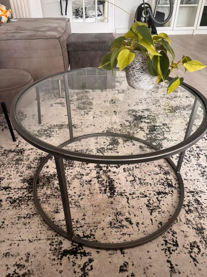 glazen salontafel, Huis en Inrichting, Tafels | Salontafels, Zo goed als nieuw, Minder dan 50 cm, 50 tot 100 cm, 100 tot 150 cm