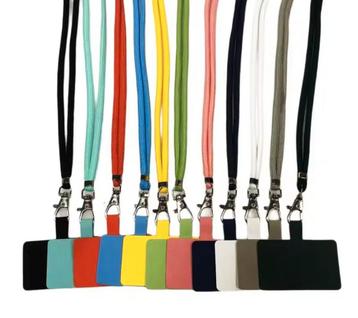 Telefoonketting of telefoon lanyard met patch, kleur zwart beschikbaar voor biedingen