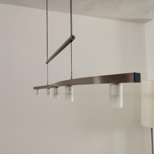Designlamp van RVS, Huis en Inrichting, Lampen | Hanglampen, Gebruikt, 50 tot 75 cm, Glas, Metaal, Ophalen
