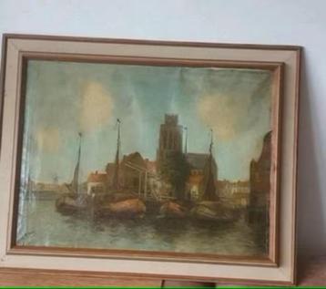 Prachtig schilderij Dordrecht Frans Simon Hoos Oud werk beschikbaar voor biedingen