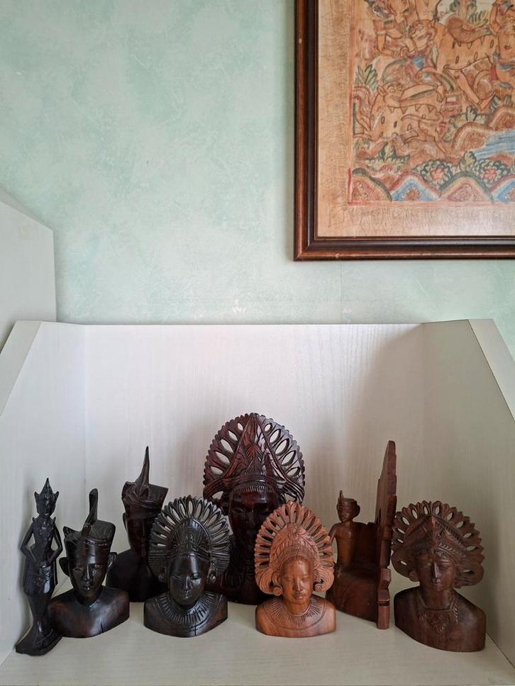 8x kleine Balinese houtsnijwerken/ jaren '50, Antiek en Kunst, Kunst | Beelden en Houtsnijwerken, Ophalen of Verzenden