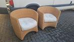 2 x rotan kuipstoel met kussen, Huis en Inrichting, Stoelen, Ophalen, Zo goed als nieuw, Bruin