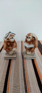 2 vintage porseleinen boek boekensteunen beeld apen jaren 60, Ophalen of Verzenden, Zo goed als nieuw, Dier
