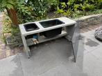 Steigerhouten zand en eater tafel, Ophalen of Verzenden, Gebruikt, Rechthoekig, Hout