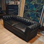 Set van 2 - Zwarte Eco-leren Chesterfield 2 zits banken, Ophalen of Verzenden