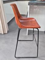 2 cognac leren barkrukken, Huis en Inrichting, Barkrukken, 2 krukken, Ophalen, Zo goed als nieuw, 60 tot 90 cm