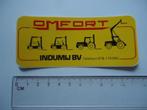 sticker oud OMFORT Indumij bv heftruck hijskraan dordrecht, Verzamelen, Verzenden, Zo goed als nieuw, Bedrijf of Vereniging