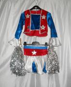 Leuke Cheerleaders + Pompoms outfit mt 128, Ophalen of Verzenden, Zo goed als nieuw, 122 t/m 128, Meisje