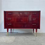 vintage midcentury ladekast mahonie - messing, Huis en Inrichting, Kasten | Ladekasten, Ophalen, Gebruikt, Midcentury modern, Onbekend