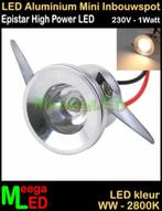 LED Camper mini inbouwspot spot 230V 1 watt M1 - Warmwit NDB, Ophalen of Verzenden, Nieuw