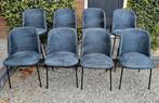 8 Petrol Blauwe Grijze Eetkamerstoelen industrieel modern, Huis en Inrichting, Stoelen, Ophalen, Blauw, Zo goed als nieuw, Metaal