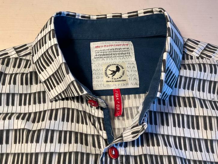 👔 A Fish Named Fred maat L overhemd lange mouw piano, Kleding | Heren, Overhemden, Zo goed als nieuw, Halswijdte 41/42 (L), Wit