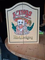 Dartbord in houten kast, Sport en Fitness, Darts, Ophalen, Gebruikt, Dartbord