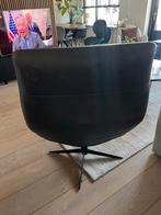 Mooie draaibare zwarte leren fauteuil van het merk Bodilsol, Ophalen, Gebruikt, 75 tot 100 cm, 50 tot 75 cm