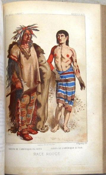 Les Races Humaines 1873 Figuier - 8 chromolithografieën beschikbaar voor biedingen
