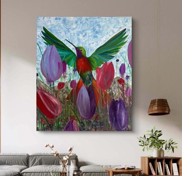 Schilderij ‘vleugels van vrijheid’ 100 x 120 (GEEN AFDRUK), Huis en Inrichting, Woonaccessoires | Schilderijen, Tekeningen en Foto's