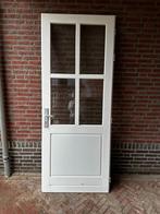 Hardhouten buitendeur kozijn met deur, 215 cm of meer, 80 tot 100 cm, Gebruikt, Glas