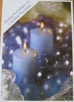 Kerst - prettige kerstdagen - twee blauwe kaarsen en ballen, Verzamelen, Ansichtkaarten | Themakaarten, Gelopen, Overige thema's