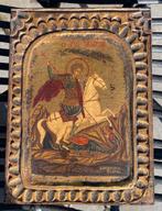 Ikoon St Joris met certificaat, Antiek en Kunst, Antiek | Religie, Ophalen of Verzenden
