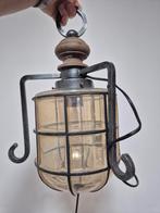 Vintage industriële hanglamp, Ophalen of Verzenden, Gebruikt, Glas