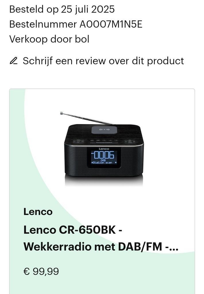 Lenco Wekker radio DAB+  als nieuw, Audio, Tv en Foto, Radio's, Zo goed als nieuw, Radio, Ophalen of Verzenden