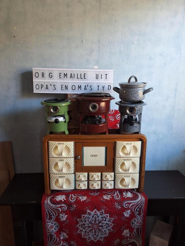 😯 NOSTALGIE  & complete (gas/elektra) oliestellen 👌, Antiek en Kunst, Antiek | Emaille, Ophalen of Verzenden