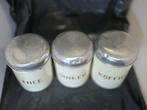 Set van drie emaille vintage voorraadpotten, Ophalen of Verzenden