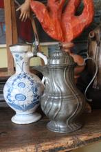 Antieke 18e eeuwse franse kan klepkan blauw wit tin deksel, Antiek en Kunst, Antiek | Keramiek en Aardewerk, Ophalen of Verzenden