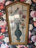 Schilderij met geborduurde bloemen, Huis en Inrichting, Ophalen of Verzenden, Zo goed als nieuw, Hout, Minder dan 50 cm