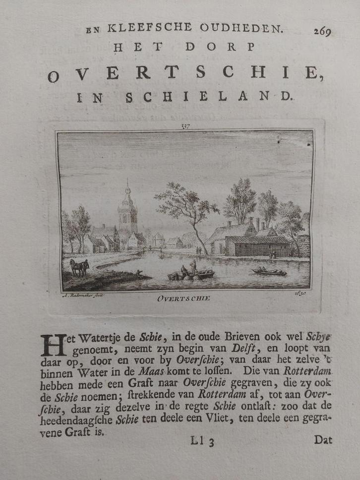 137 / Overtschie - Overschie Gravure van A. Rademaker, Antiek en Kunst, Kunst | Etsen en Gravures, Ophalen of Verzenden