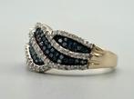 Gouden Vintage ring diamanten en blauwe diamanten. 2025/423, 18 tot 19, Blauw, ., Ophalen of Verzenden