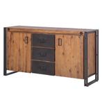 Dressoir MANCHESTER 3lades 2deuren massief acaciahout/metaal, Huis en Inrichting, Kasten | Dressoirs, Ophalen, 100 tot 150 cm