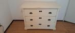 Witte houten ladekast met 3 lades, Gebruikt, 100 tot 150 cm, Klassiek, Ophalen of Verzenden